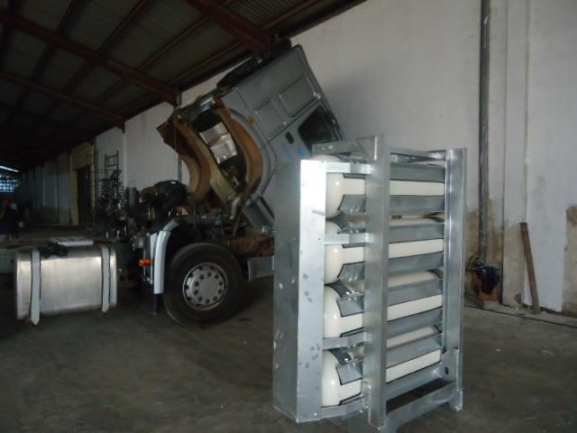 CNG storage cylinder rack for a bi-fuel converted truck